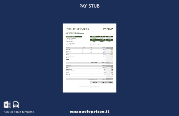 stile verificato Modello di busta paga per società di servizi pubblici